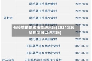 有疫情的地级市能进京吗(2021年疫情期间可以进京吗)