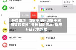 开挂技巧“微信小程序边锋干瞪眼有没有挂”开挂辅助脚本+详细开挂安装教程