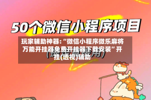 玩家辅助神器:“微信小程序微乐麻将万能开挂器免费开挂器下载安装”开挂(透视)辅助