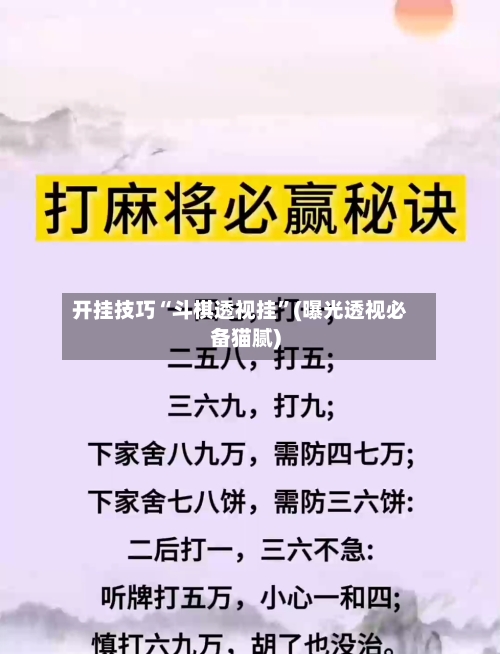 开挂技巧“斗棋透视挂”(曝光透视必备猫腻)-第1张图片