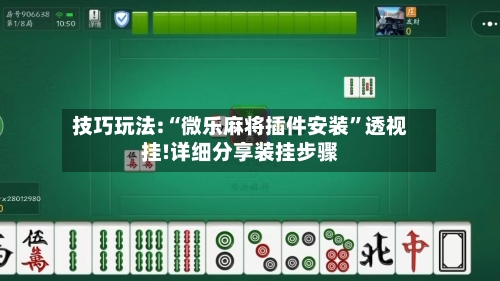 技巧玩法:“微乐麻将插件安装	”透视挂!详细分享装挂步骤-第3张图片