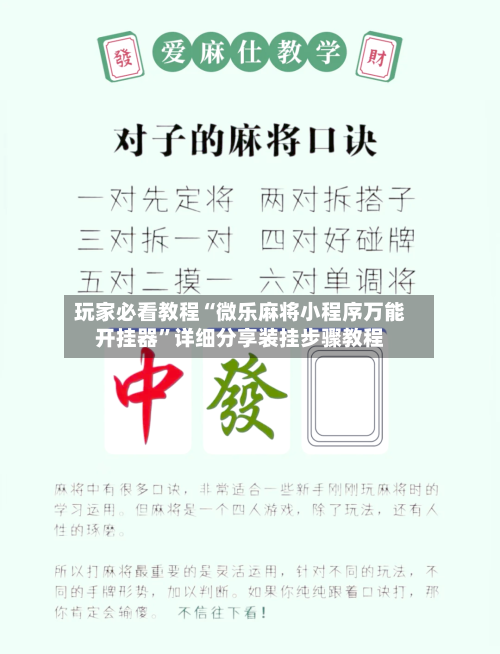 玩家必看教程“微乐麻将小程序万能开挂器”详细分享装挂步骤教程-第2张图片