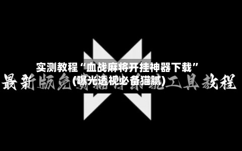 实测教程“血战麻将开挂神器下载	”(曝光透视必备猫腻)-第1张图片