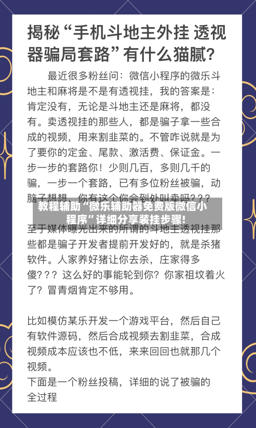 教程辅助“微乐辅助器免费版微信小程序”详细分享装挂步骤!-第1张图片